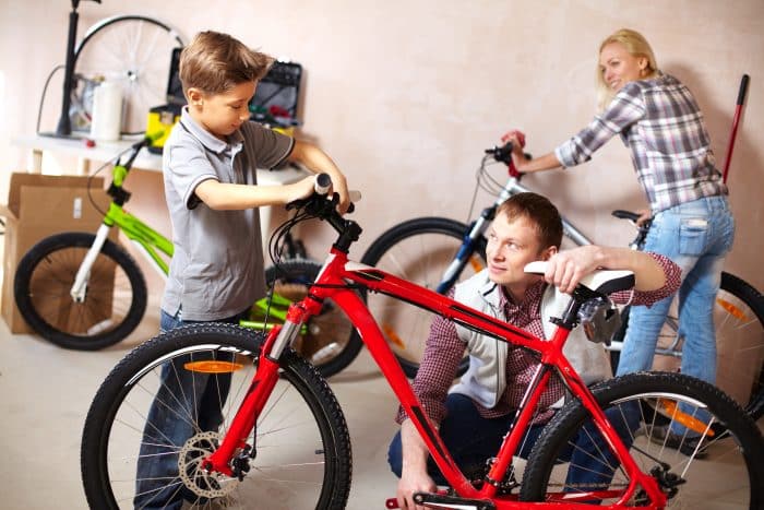 Family in garage