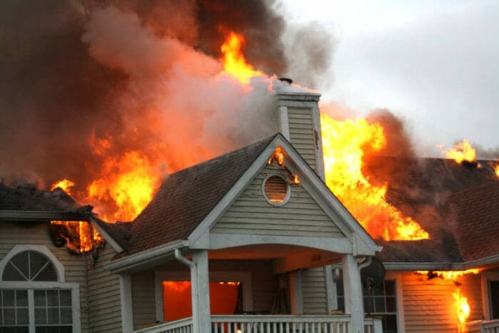 House fire fireplace