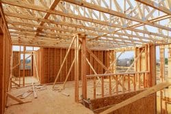 Wood framing in a house