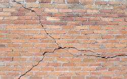 Cracked brick wall