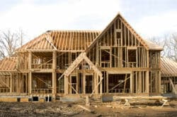 House under construction in the framing phase