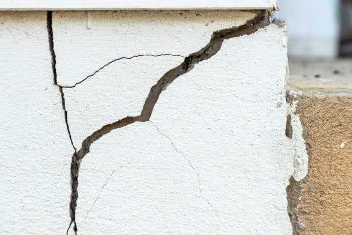 Large crack at corner of wall