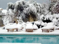 Swimming pool and snow