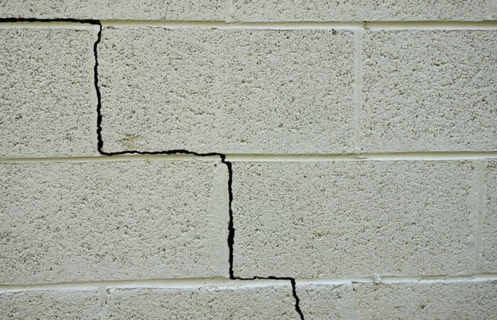 Crack in concrete block