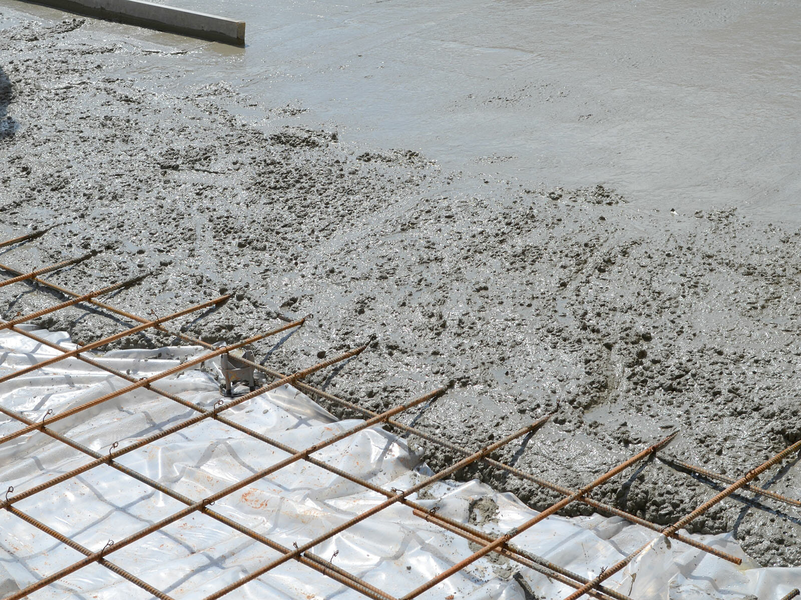 Concrete poured over rebar