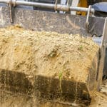 Soil in tractor bucket