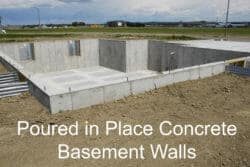 Poured in place concrete basement wall