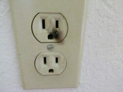 Smoke or burn marks on outlet