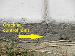 Crack at control joint