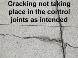 Crack failed to follow control joint as intended