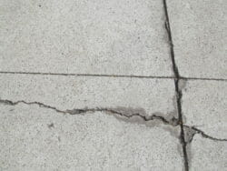 Crack in concrete by control joint