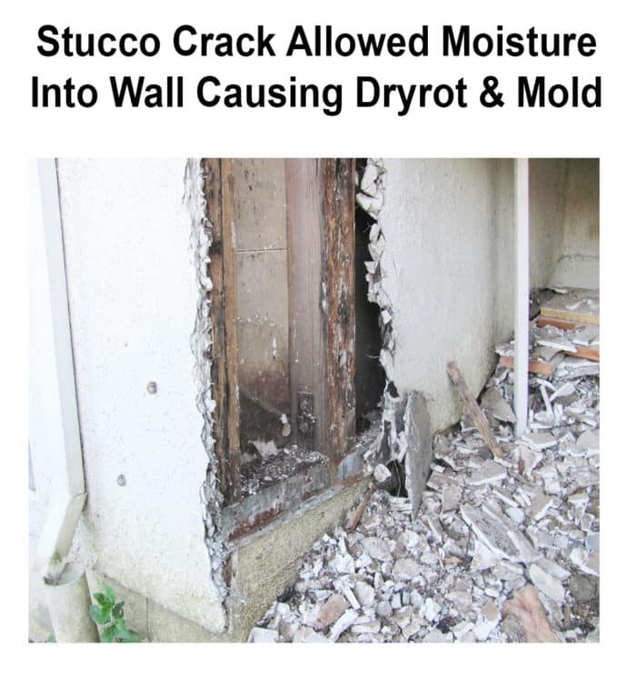 Damaged stucco wall