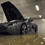 Car in flooded garage