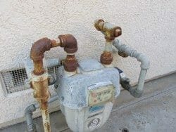 Rusted piping on gas meter