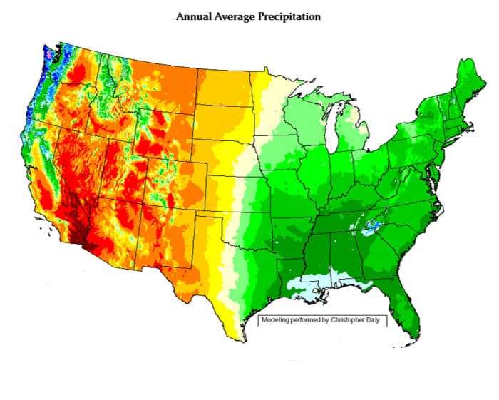 Map Precipitation in U.S.