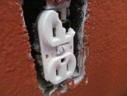 Damaged outlet cracked receptacle