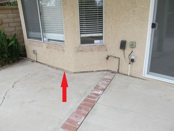 Slope creep gap at patio slab
