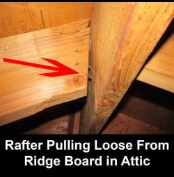 Rafters pulling away from ridge beam