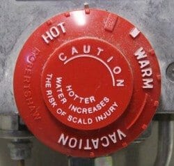 water heater temperature adjustment knob