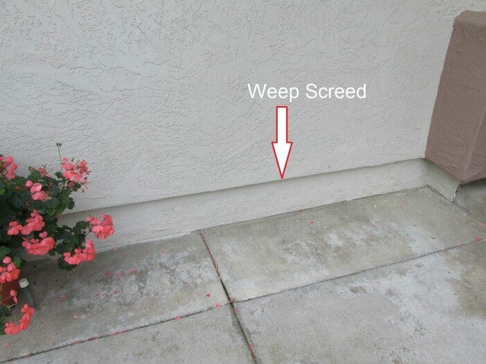 Weep screed on stucco wall