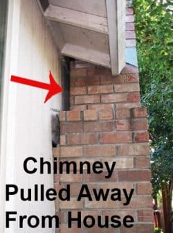 Fireplace brick chimney pulling away from wall