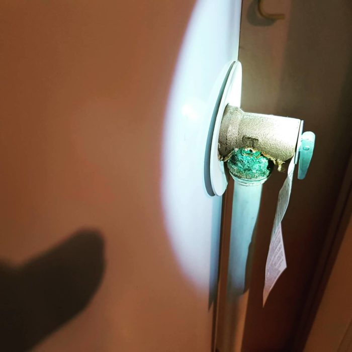 green corroded t&p valve on water heater