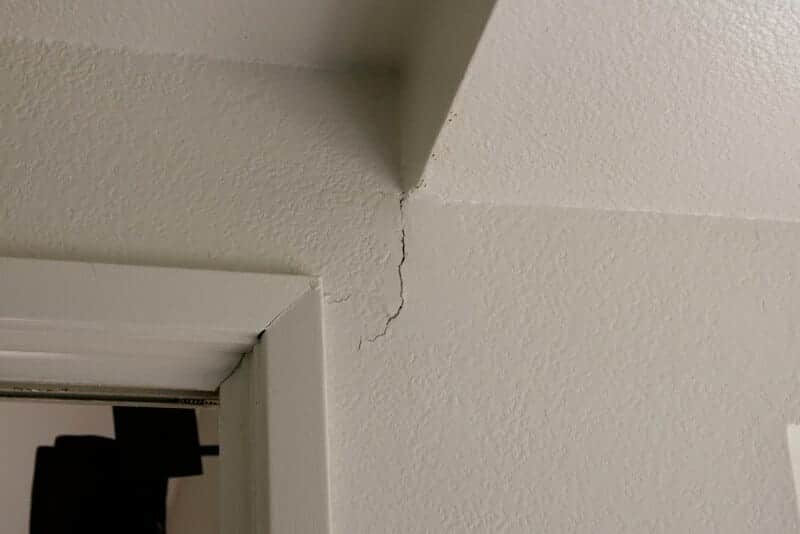 drywall crack near interior door
